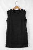 Black Textured Cap Sleeve T Shirt Shift Mini Dress