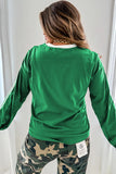 Varsity Striped Contrast Trim Crew Neck Long Sleeve T-Shirt- 3 Colors