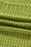 Spinach Green Oversize Crochet Knit Open Cardigan