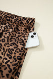 Leopard Print & Embroidered Bow Long Sleeve Top and Pants Set