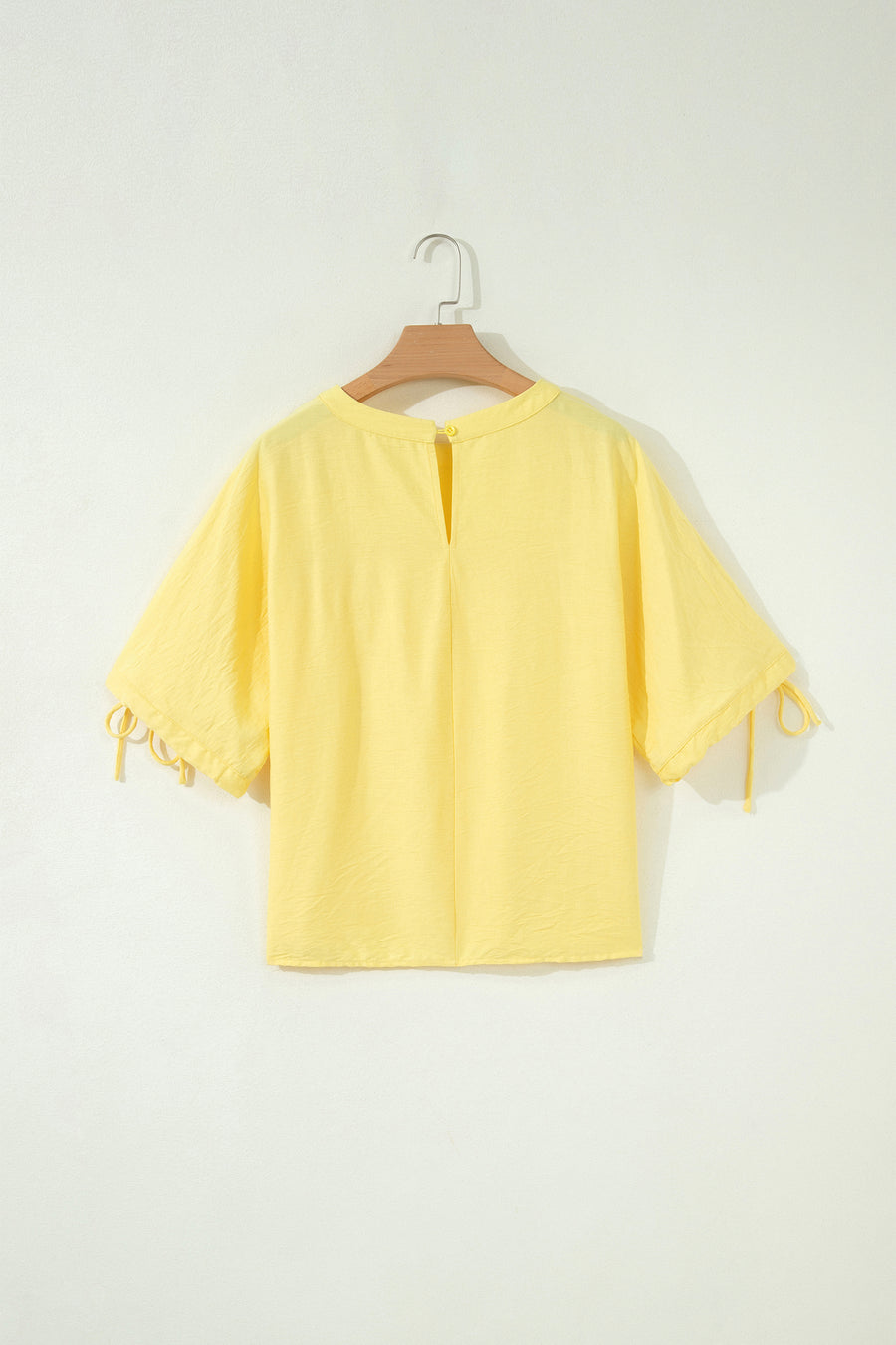Meadow Mist Green Tie Half Sleeve Pleated Detail Babydoll Blouse