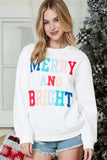 White Chenille Letter Patch Quilted Sweatshirt- 2 Styles