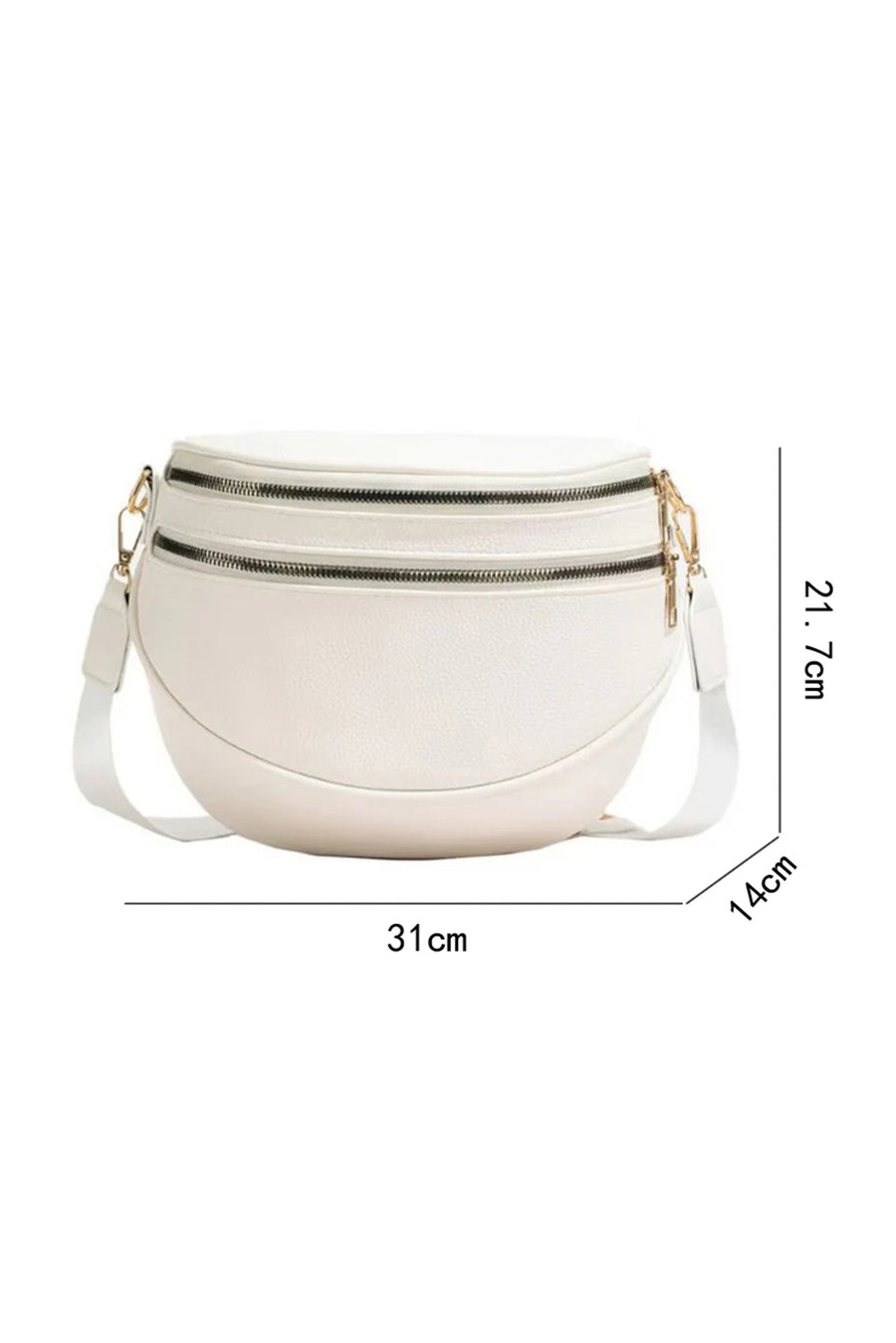PU Leather Double Zipper Crossbody Bag- 3 Colors
