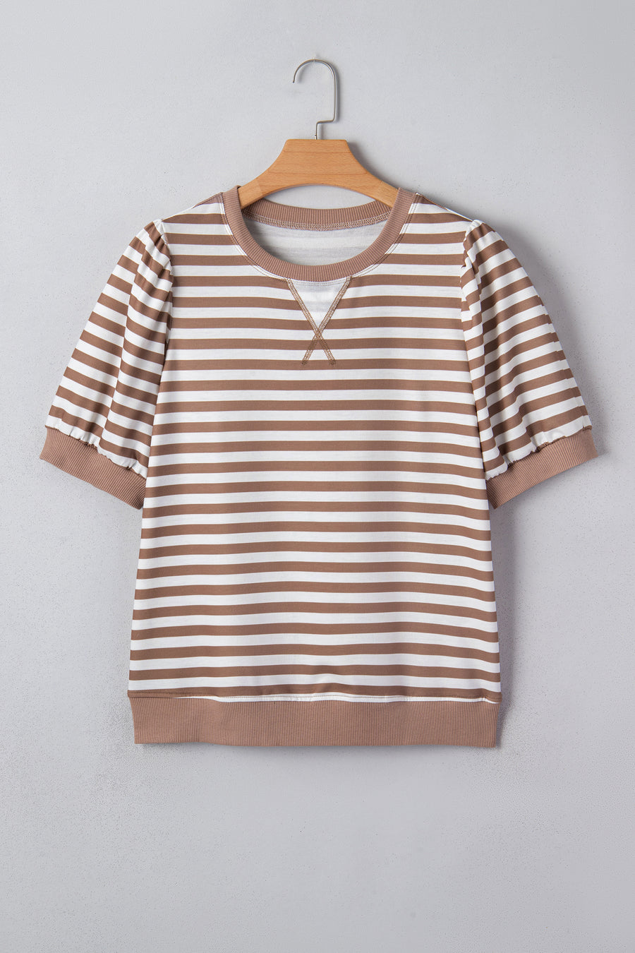 Striped Short Bubble Sleeve T-Shirt- 3 Colors