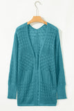 Redwood Burl Mix Pattern Hollow Knit Open Front Cardigan