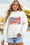 White Faux Patchwork Print USA and American Flag Reversible Sweatshirt