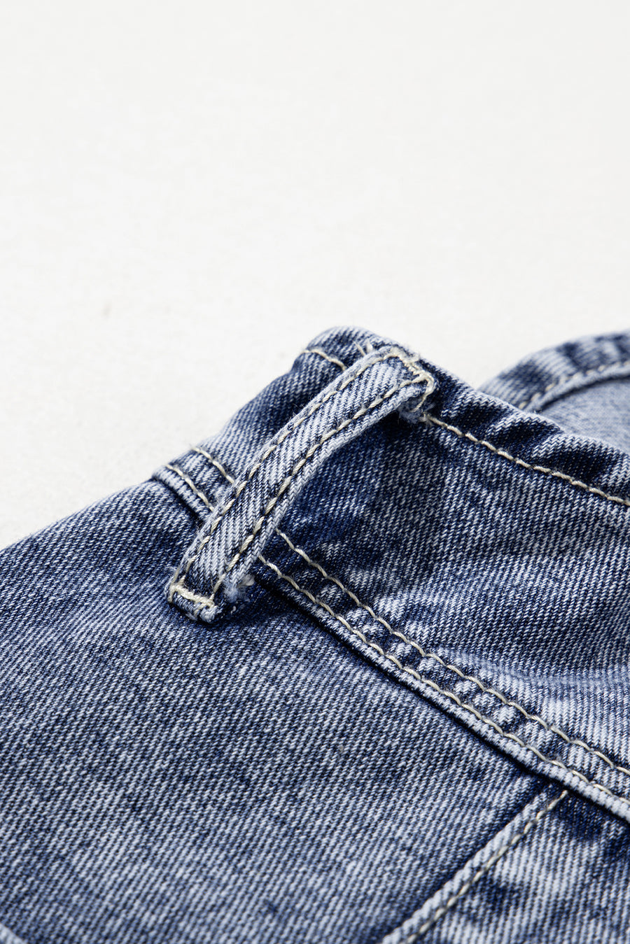 Mineral Wash Blue Straight Leg Denim Overalls