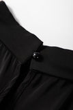Black Keyhole Lace Splicing Raglan Sleeve Blouse