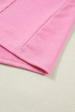 Pink Floral Patched Exposed Seam Oversized T-Shirt- 2 Colors