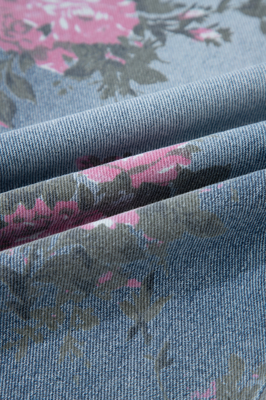 Floral Print Elastic Waist Pull-On Jeans