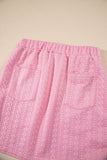 Contrast Trim Textured Crew Neck Top and Pocketed Skirt Set- 2 Colors