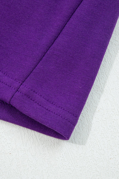 Tillandsia Purple Varsity Stripe Detail Drop Shoulder Pullover Mini Skort Set