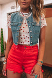 All Over Heart Print Mesh Short Sleeve Top- 2 Colors