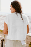 Flower Patch Knit Crew Neck Short Sleeve Sweater- 2 Colors