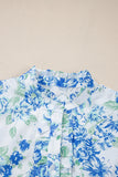 Floral Ruffle Sleeve Frilly Button-Up Blouse- 2 Colors