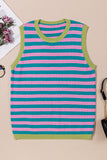 Striped Contrast Trim Sleeveless Sweater Vest- 3 Colors