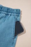 Drawstring Elastic Waist Denim Shorts
