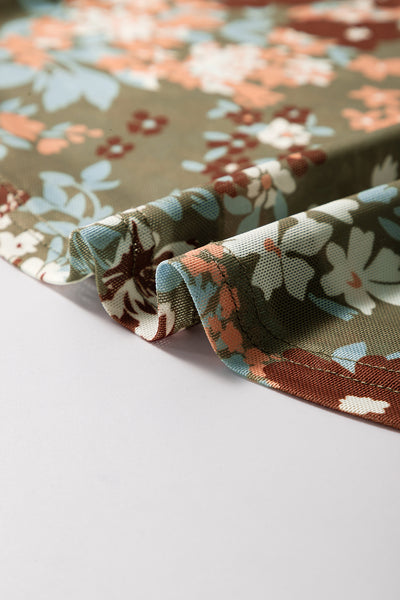 Orchid Petal Allover Floral Print Mesh Long Sleeve Top