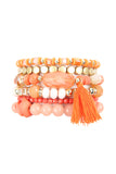 Beaded Stretch Tassel Charm Bracelet- 8 Colors