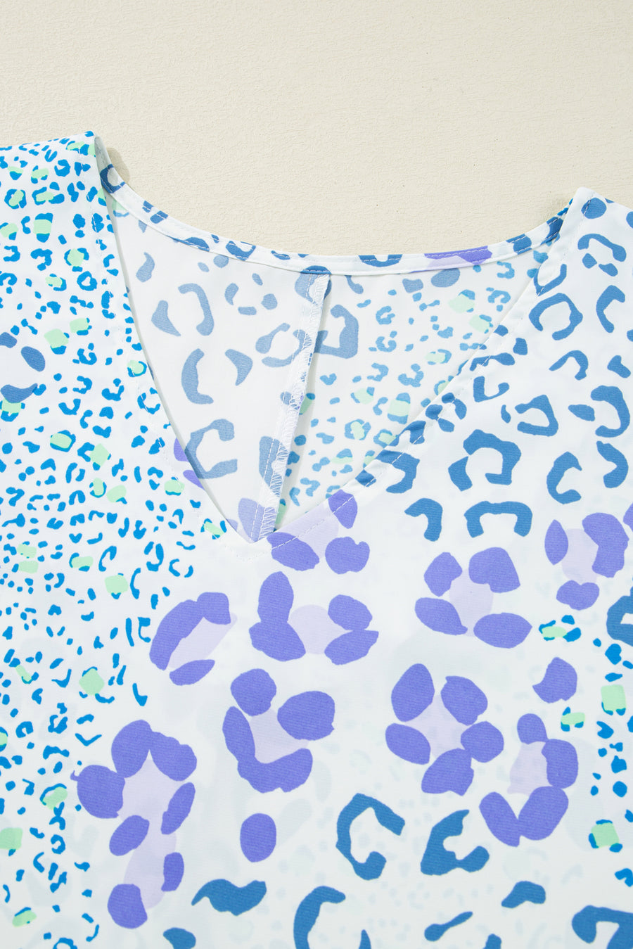 Plus Size Periwinkle Leopard Print V-Neck Short Sleeve T-Shirt