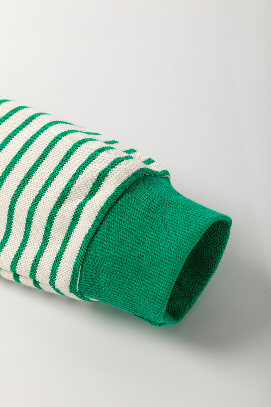 Green Striped Contrast Trim Long Sleeve Shirt