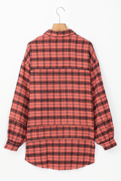 Green Plaid Long Sleeve Collar Shirt Shacket