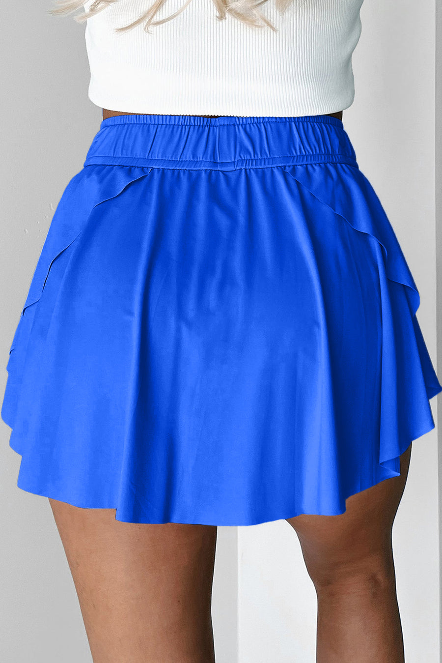 Ribbon Drawstring High-Waist Lined Tennis Skort- 6 Colors