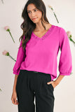 Frill V-Neck Lantern Sleeve Crinkled Blouse- 3 Colors