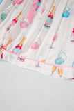 Plus Size White Wine & Heart Print Bow Decor Pajama Set