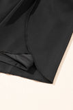 Black High-Waist Drawstring Hidden Pocket Swim Shorts
