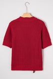 Plaid Lace-Up Puff Short Sleeve Sweater- 2 Colors