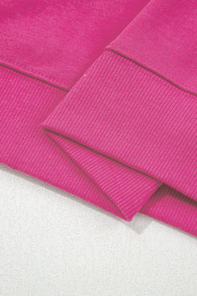 Navy Blue Preppy Striped Sleeve Loose Sweatshirt