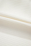 White Ruffle Trim Waffle Textured Short Sleeve Blouse