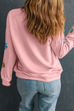 Pink Sequin Hearts Patchwork Drop Shoulder Crew Neck Sweatshirt 2