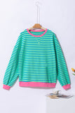 Striped Contrast Trim Oversized Sweatshirt- 4 Colors
