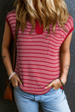 Striped Contrast Trim Sleeveless Collared Sweater- 3 Colors
