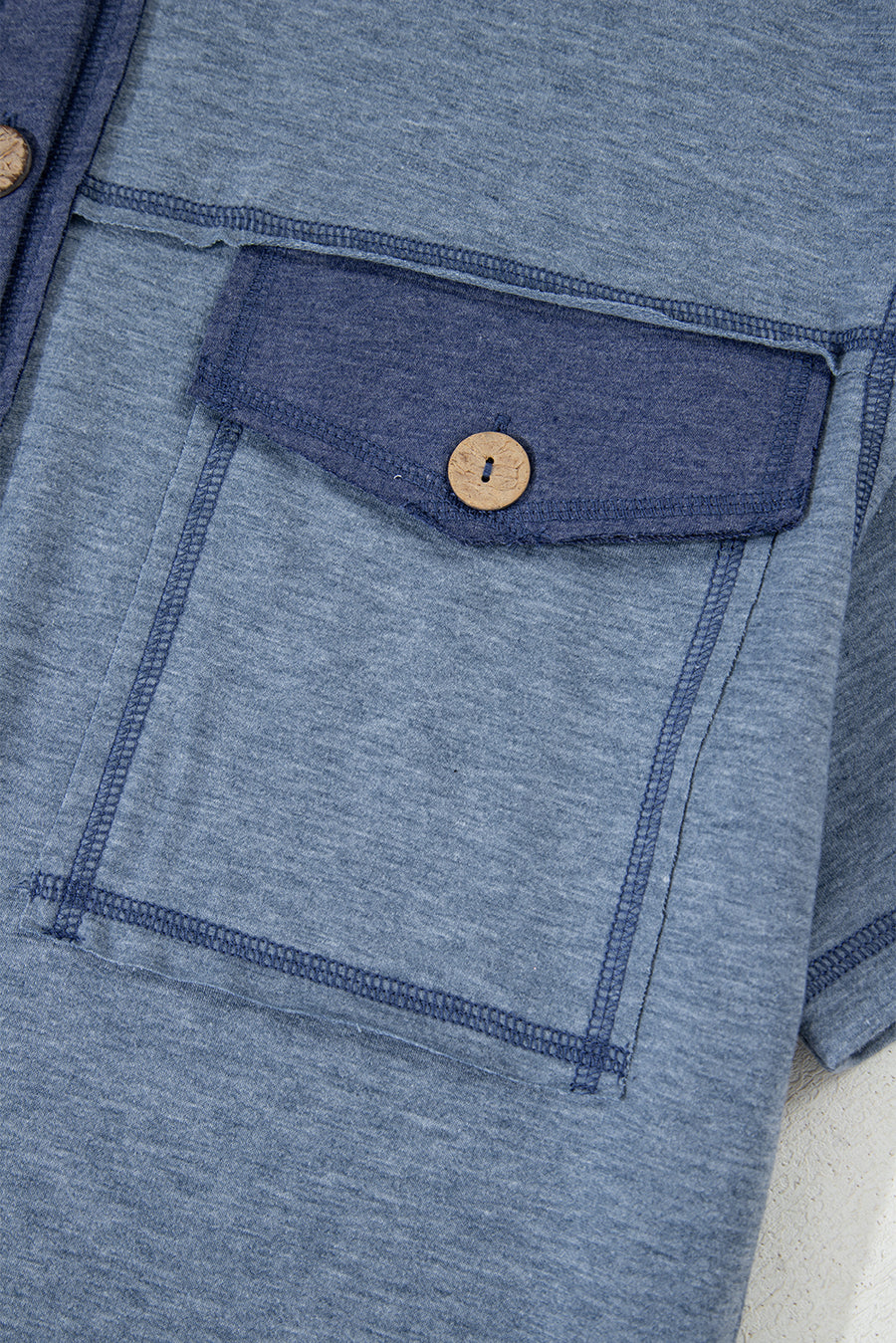 Button-Up Patchwork Pocket Short Sleeve Jumpsuit