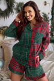 Red Plaid Contrast Color Long Sleeve Pajama Set- 3 Options