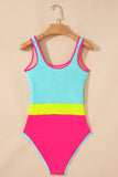 Textured Color Block One-Piece Swimsuit