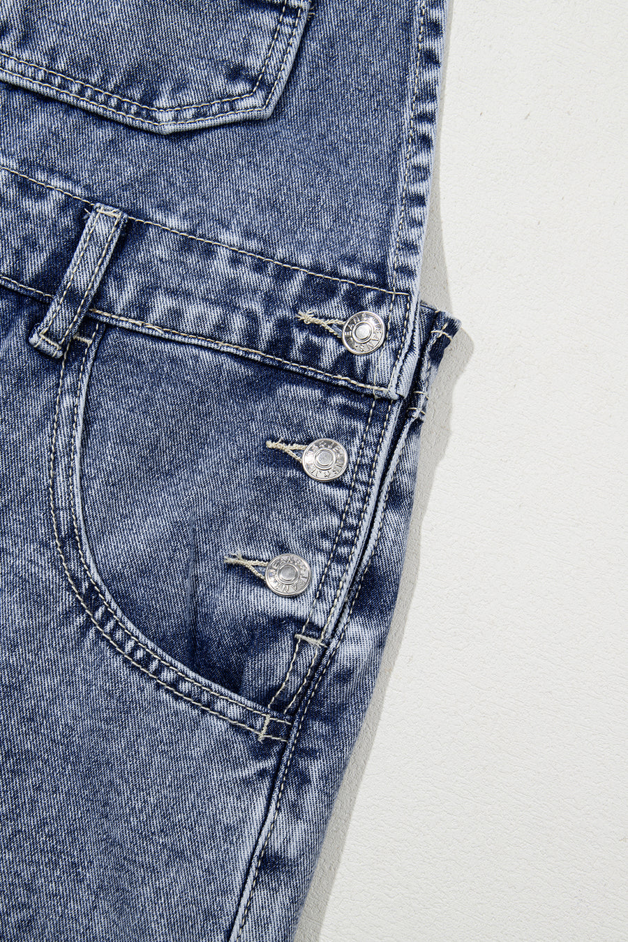 Mineral Wash Blue Straight Leg Denim Overalls