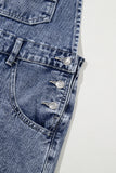 Mineral Wash Blue Straight Leg Denim Overalls