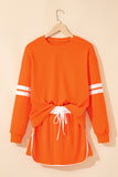 Varsity Striped Drop Shoulder Pullover Sweatshirt & Mini Skort Set- 6 Colors