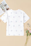 White Star Print Watercolor American Flags and Bows Graphic T-Shirt