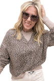Leopard Print Patchwork Crew Neck Sweatshirt- 3 Colors