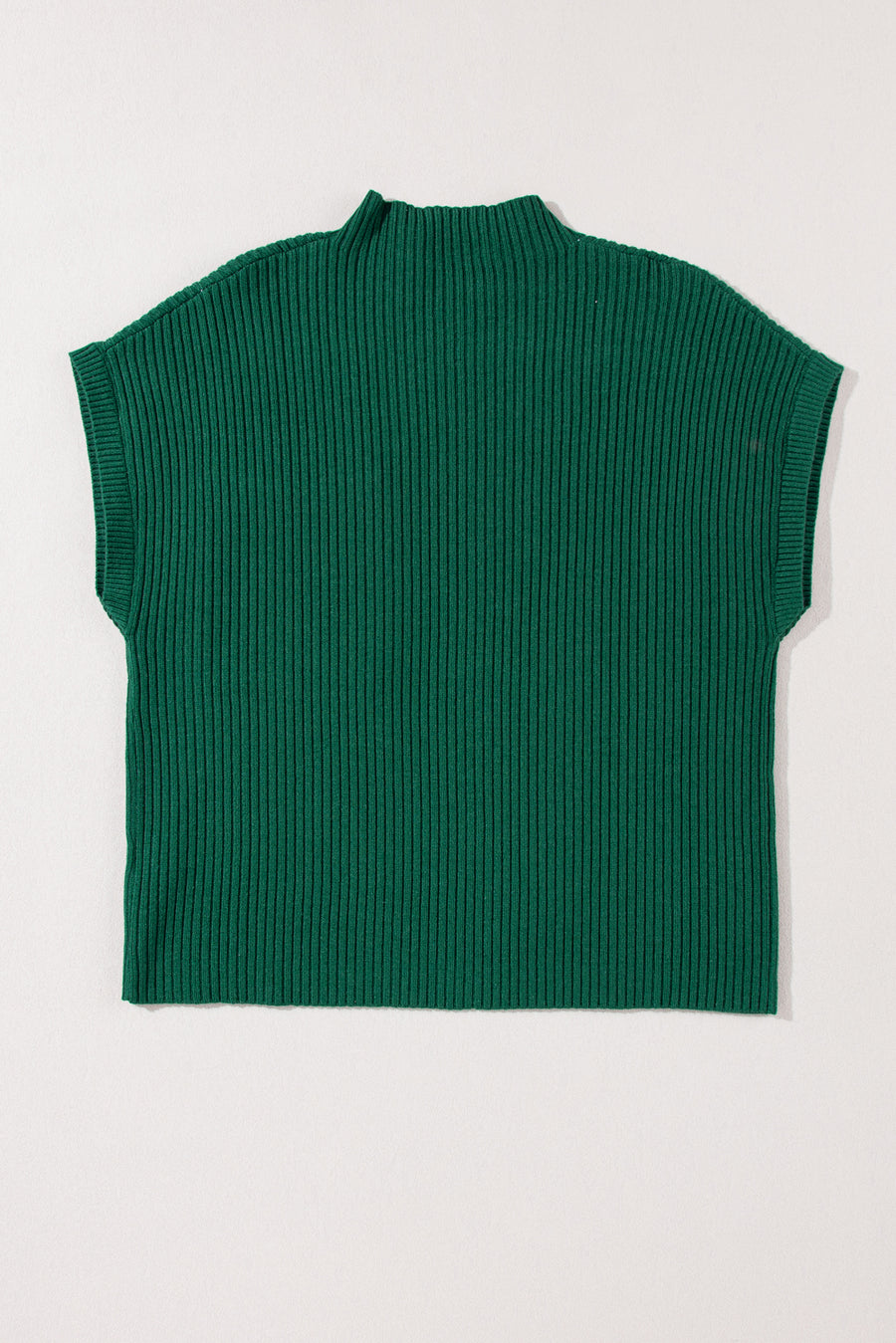 Green Pocket Ribbed Knit Short Sleeve Sweater- 9 Colors