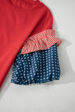 Stars and Stripes Contrast Puff Sleeve Top- 2 Colors