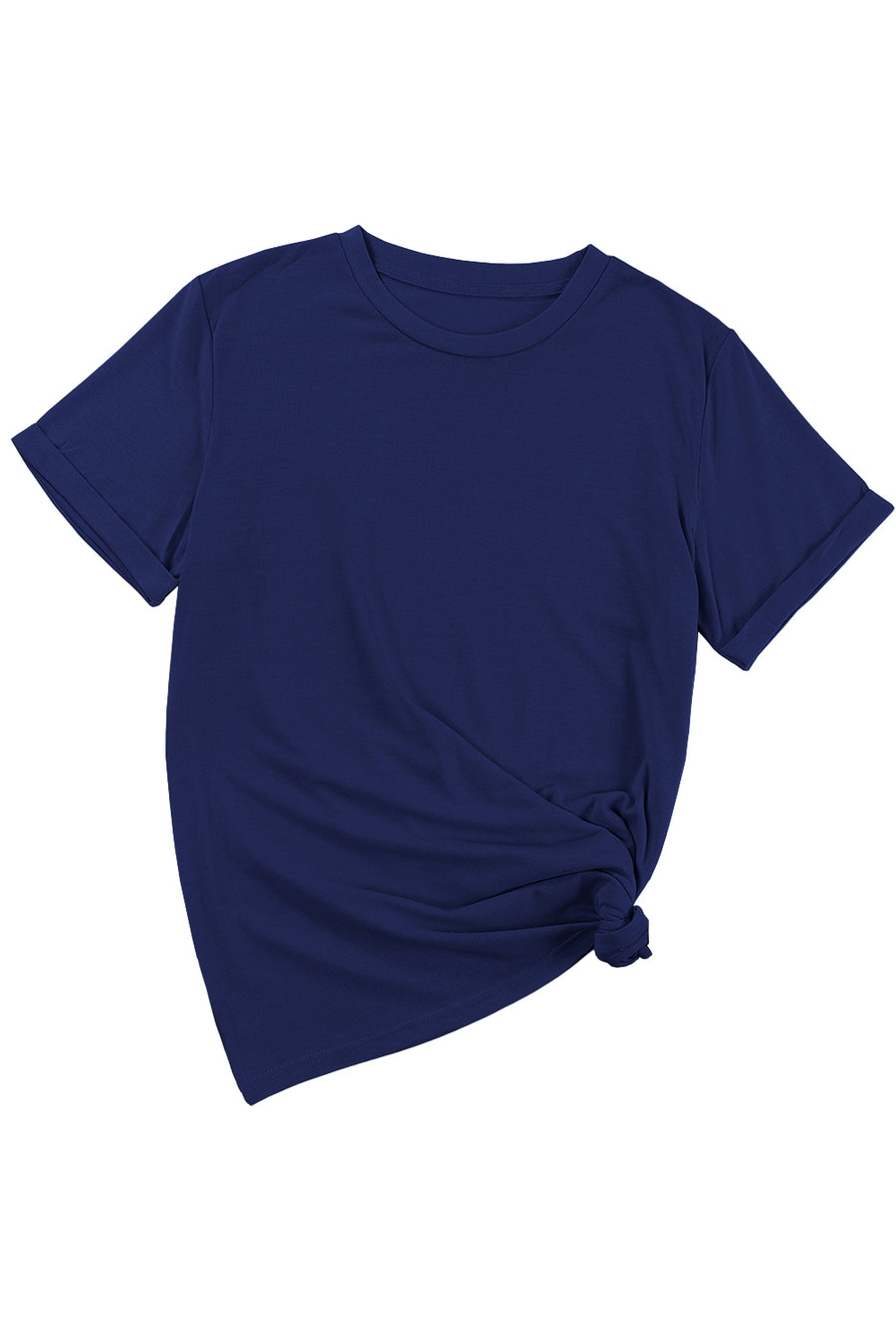 Basic Crew Neck Rolled Sleeve T-Shirt- 12 Colors