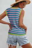 Striped Contrast Trim Sleeveless Sweater Vest- 3 Colors