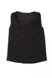Black V-Neck Knotted Shoulder Tank Top