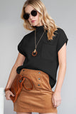 Green Pocket Ribbed Knit Short Sleeve Sweater- 9 Colors